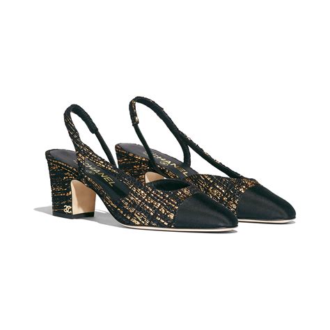 chanel black tweed slingback|chanel slingback pumps.